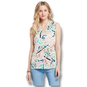 NIC+ZOE Color Splash Button-Up Sleeveless Top - XXL Multi Color